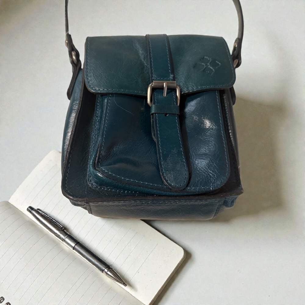 Patricia Nash Cascina Leather Crossbody in Blue-Green Teal